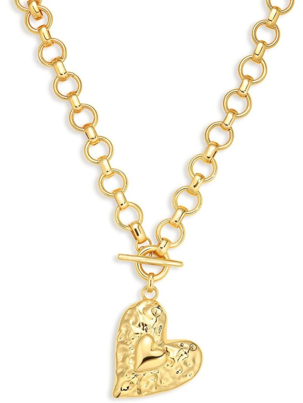 Women's Cross Heart Pearl Gold Plated Chunky Charm Statement Pendant Necklace